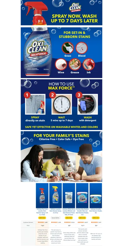 Premium A+ Content for Amazon.com: OxiClean Max Force Laundry Stain Remover Spray