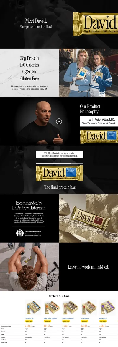 Premium A+ Content for Amazon.com: David High Protein Bars No Sugar