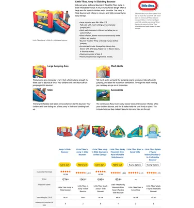 Premium A+ Content for Amazon.com: Little Tikes Jump 'n Slide Inflatable Bouncer Includes Heavy Duty Blower…