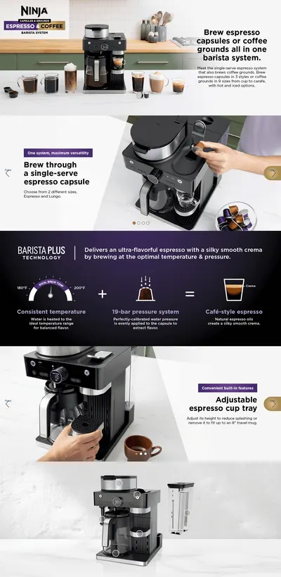 Premium A+ Content for Amazon.com: Ninja Espresso & Coffee Maker & Barista System