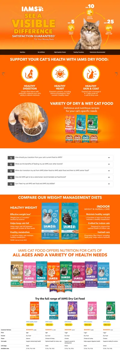 Premium A+ Content for Amazon.com: IAMS Proactive Health Indoor Weight & Hairball Care Adult Dry Cat Food with…