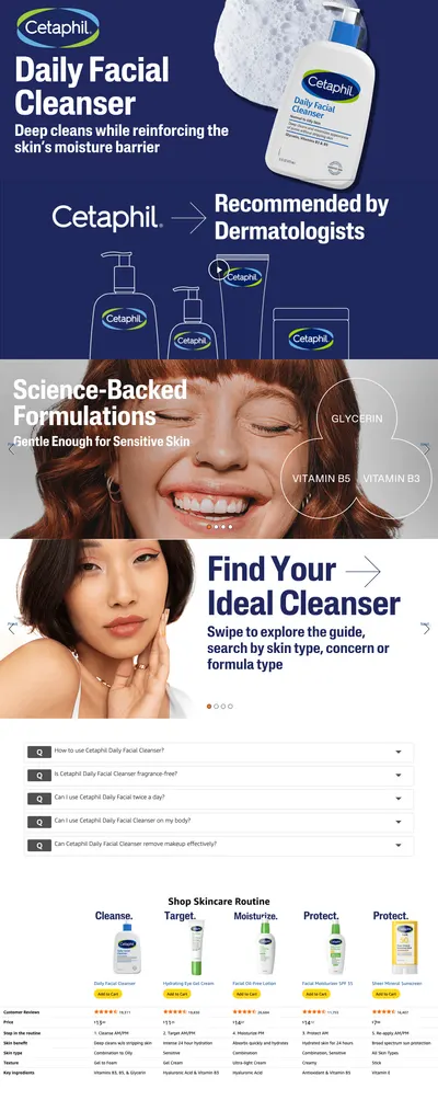 Premium A+ Content for Amazon.com: Cetaphil Face Wash