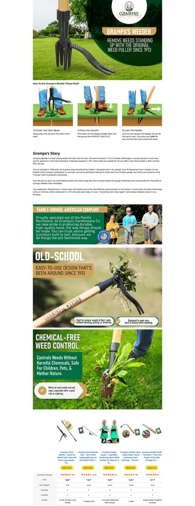 Premium A+ Content for Amazon.com : Grampa's Weeder