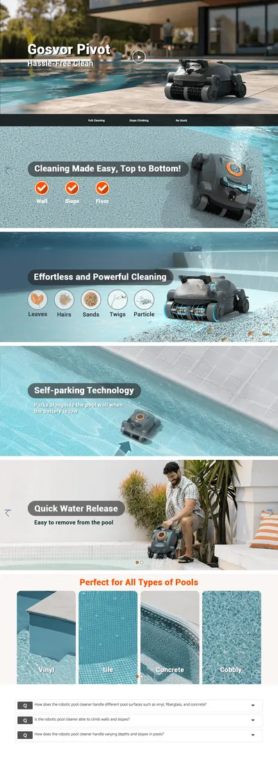 Premium A+ Content for Amazon.com: Gosvor Pivot Cordless Robotic Cleaner