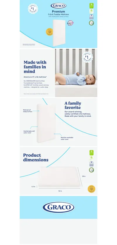 Premium A+ Content for Amazon.com: Graco Premium Crib & Toddler Mattress
