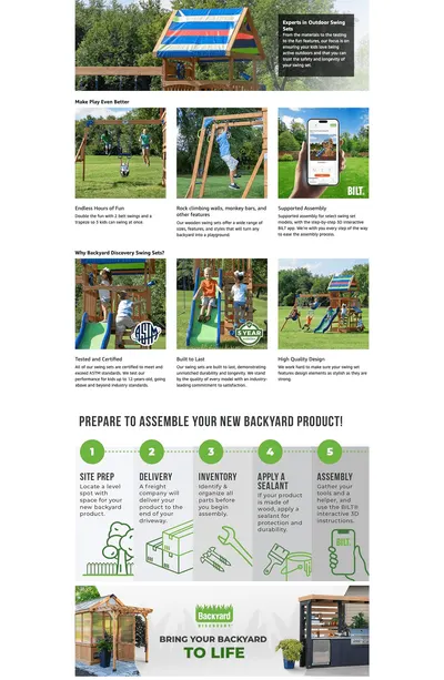 Premium A+ Content for Amazon.com: Backyard Discovery Beach Front Cedar Wood Swing Set with Wave Slide