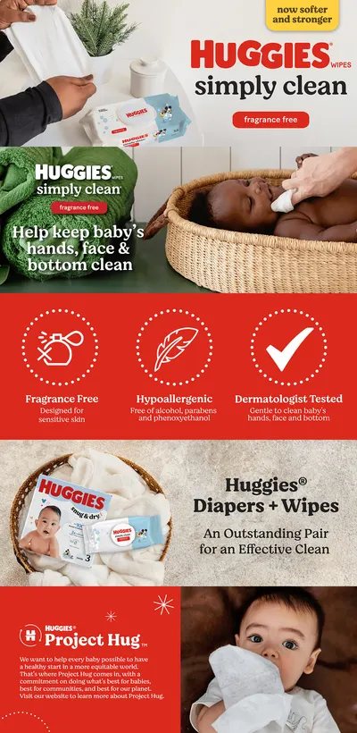 Premium A+ Content for Amazon.com: Huggies Simply Clean Unscented Baby Diaper Wipes