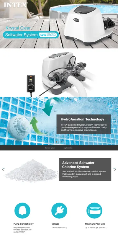 Premium A+ Content for Amazon.com : Intex Krystal Clear Saltwater System for Above-Ground Pools up to 15,000…