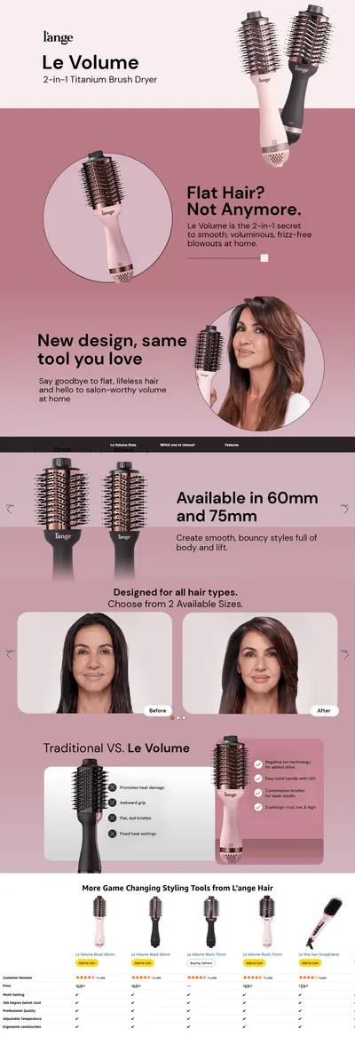 Premium A+ Content for Amazon.com : L'ANGE HAIR Le Volume 2-in-1 Titanium Blow Dryer Brush