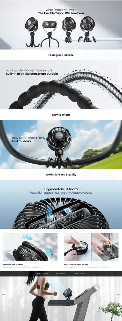 Premium A+ Content for Amazon.com: Gaiatop Mini Portable Stroller Fan