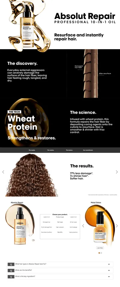Premium A+ Content for Amazon.com: L'Oreal Professionnel Absolut Repair 10-in-1 Oil