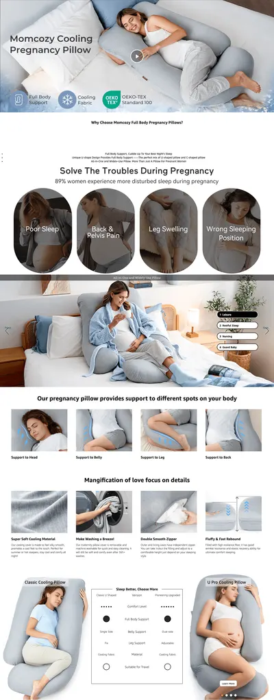 Premium A+ Content for Amazon.com: Momcozy Pregnancy Pillows with Cooling Cover