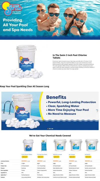 Premium A+ Content for Amazon.com : In The Swim 3 Inch Stabilized Chlorine Tablets for Sanitizing Swimming Pools