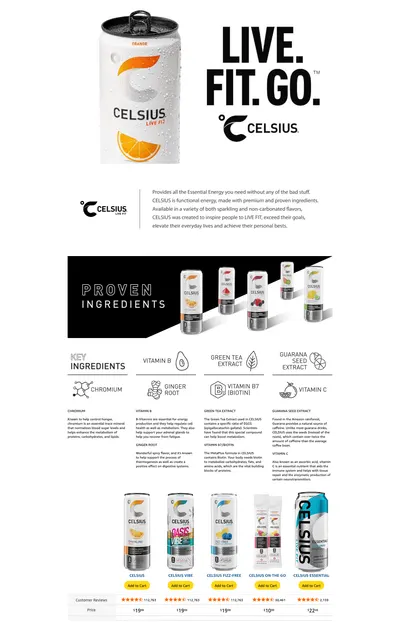 Premium A+ Content for Amazon.com: CELSIUS Sparkling Orange