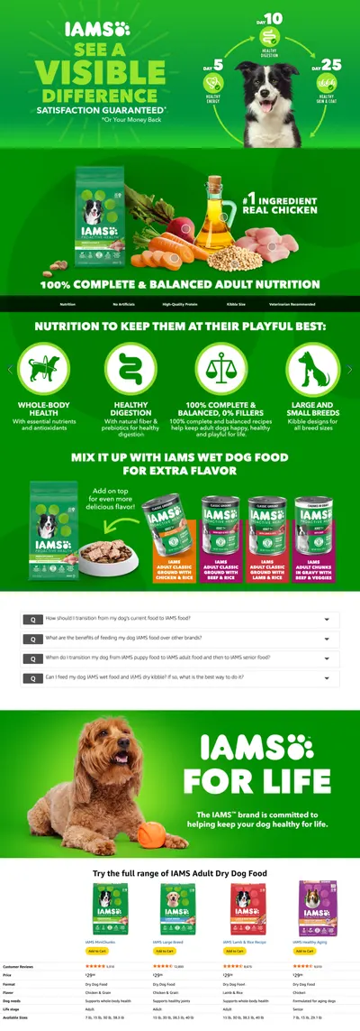Premium A+ Content for Amazon.com: IAMS Proactive Health Minichunks Adult Dry Dog Food with Real Chicken