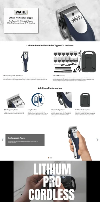 Premium A+ Content for Amazon.com: Wahl Lithium Ion Pro Rechargeable Cordless Hair Clippers for Men
