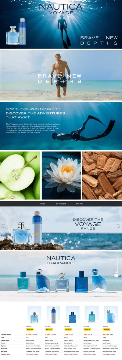 Premium A+ Content for Amazon.com: Nautica Voyage Eau de Toilette 3.3 fl oz (Pack of 1)