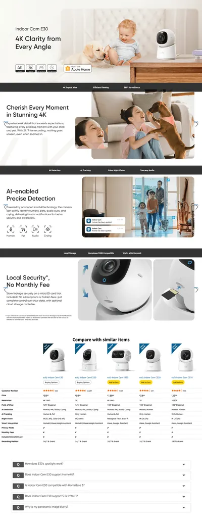Premium A+ Content for Amazon.com : eufy Indoor Cam E30