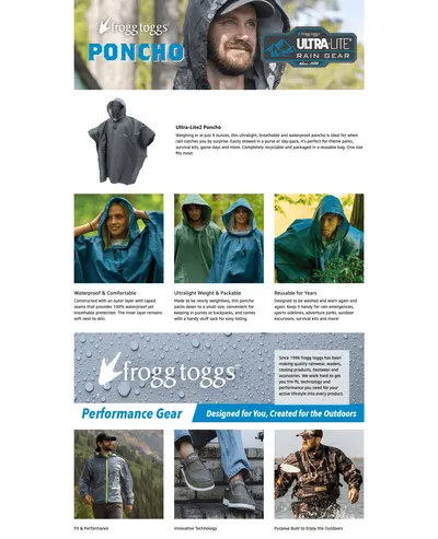 Premium A+ Content for Amazon.com: FROGG TOGGS Ultra-Lite2 Reusable Waterproof Breathable Poncho : Clothing