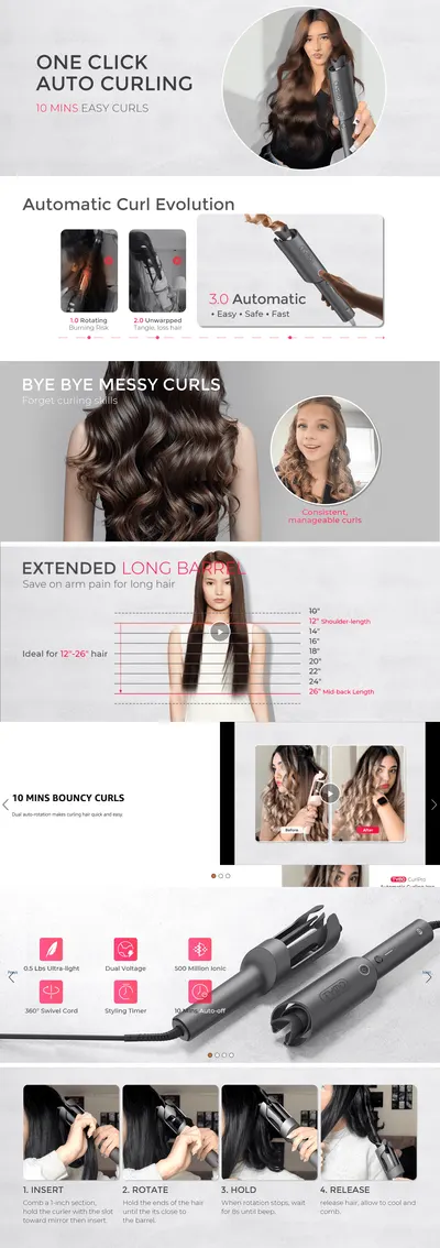 Premium A+ Content for Amazon.com: TYMO Automatic Rotating Curling Iron