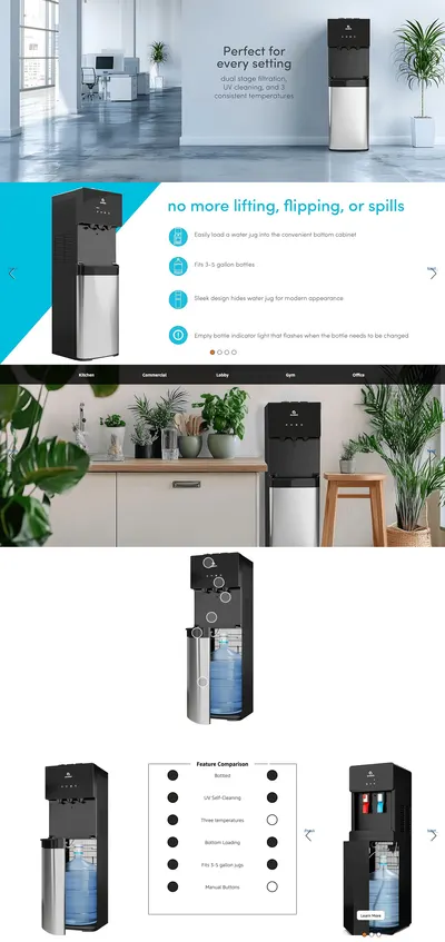 Premium A+ Content for Amazon.com: Avalon Bottom Loading Water Cooler Water Dispenser with BioGuard- 3…
