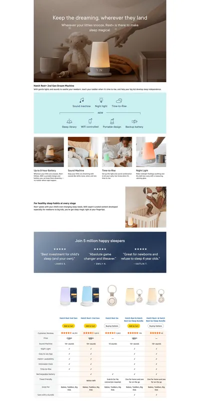 Premium A+ Content for Amazon.com : Hatch Rest+ Baby & Kids Sound Machine