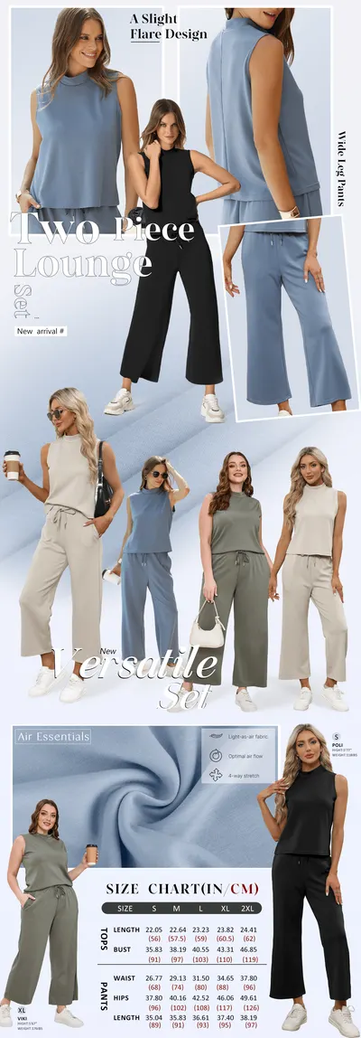 Premium A+ Content for Amazon.com: SAMPEEL Two Piece Set for Women Casual Lounge Sets Summer Outfits Matching…