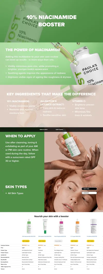 Premium A+ Content for Paula’s Choice 10% Niacinamide BOOSTER