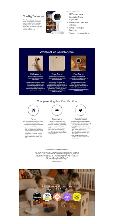 Premium A+ Content for Amazon.com: Nanit Pro Smart Baby Monitor & Flex Stand
