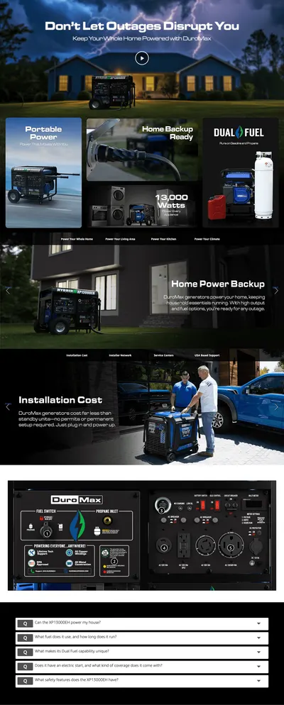 Premium A+ Content for Amazon.com: DuroMax XP13000EH 13,000-Watt Dual Fuel Portable Generator