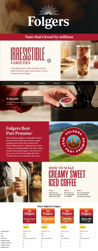 Premium A+ Content for Amazon.com: Folgers Classic Roast Medium Roast Coffee
