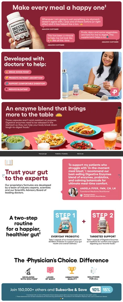 Premium A+ Content for Amazon.com: Physician's CHOICE Digestive Enzymes