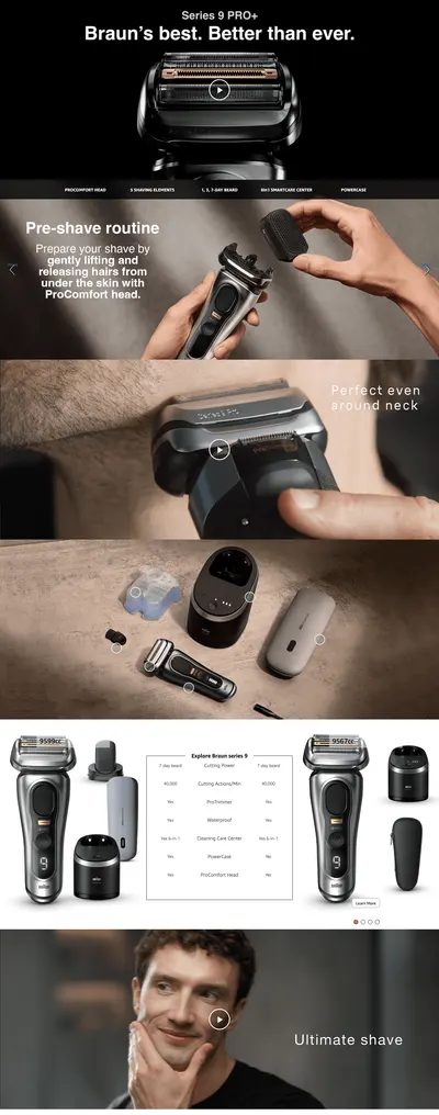 Premium A+ Content for Amazon.com: Braun Series 9 PRO+ Electric Shaver