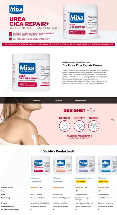 Premium A+ Content for Mixa Urea Skin Renewing Cream with Urea & Niacinamide for Dry and Rough and Uneven Skin