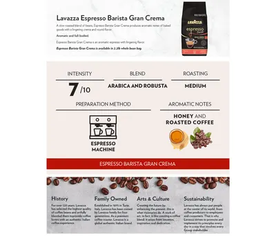 Premium A+ Content for Amazon.com: Lavazza Espresso Barista Gran Crema Whole Bean Coffee Blend