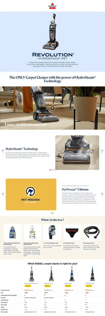 Premium A+ Content for Amazon.com: BISSELL Revolution HydroSteam Pet Carpet Cleaner