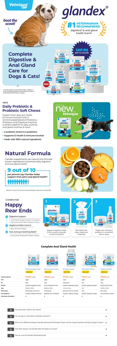 Premium A+ Content for Amazon.com : Vetnique Glandex Anal Gland Soft Chew Treats with Pumpkin for Dogs…