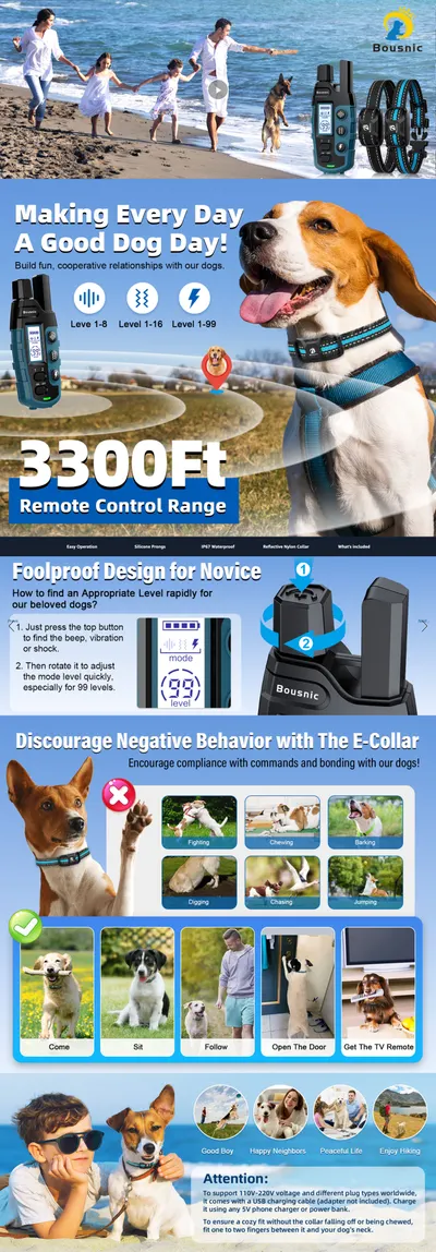 Premium A+ Content for Amazon.com : Bousnic Dog Shock Collar 2 Dogs (5-120Lbs)