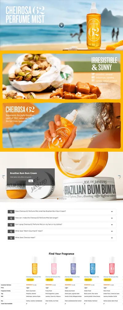 Premium A+ Content for Amazon.com: Sol de Janeiro Cheirosa '62 Mist 90mL/3.0 fl oz. : Beauty & Personal Care