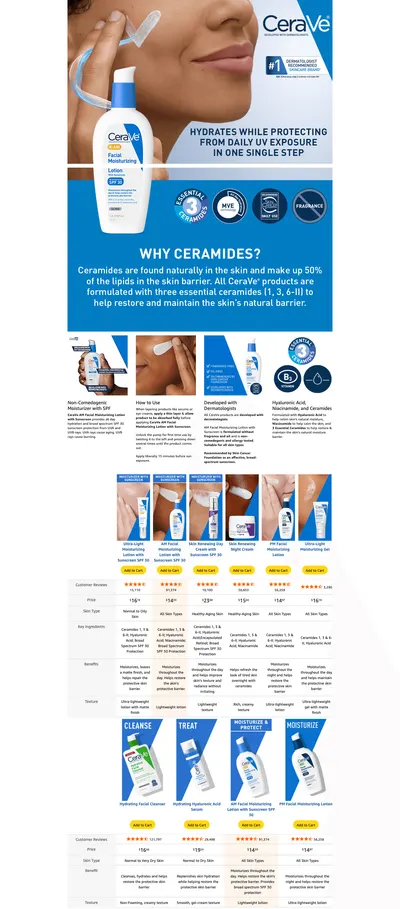 Premium A+ Content for Amazon.com: CeraVe AM Facial Moisturizing Lotion with SPF 30
