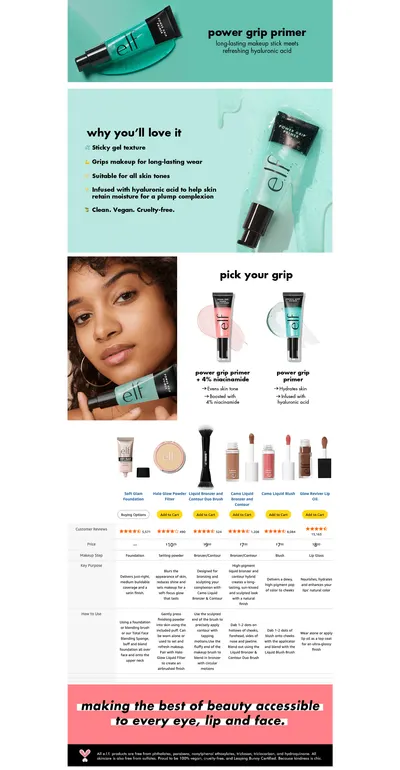 Premium A+ Content for Amazon.com: e.l.f. Power Grip Primer