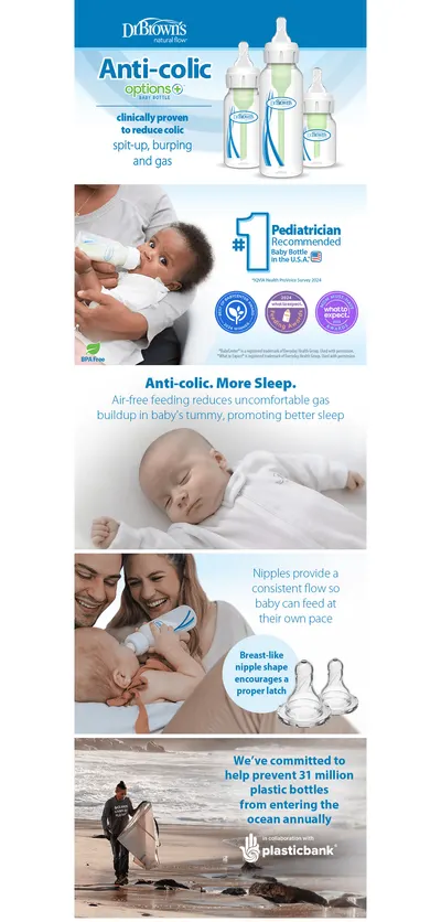Premium A+ Content for Amazon.com : Dr. Brown's Natural Flow Anti-Colic Options+ Narrow Baby Bottle