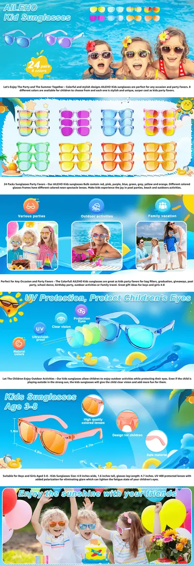 Premium A+ Content for Amazon.com: Kids Sunglasses Bulk Party Favors