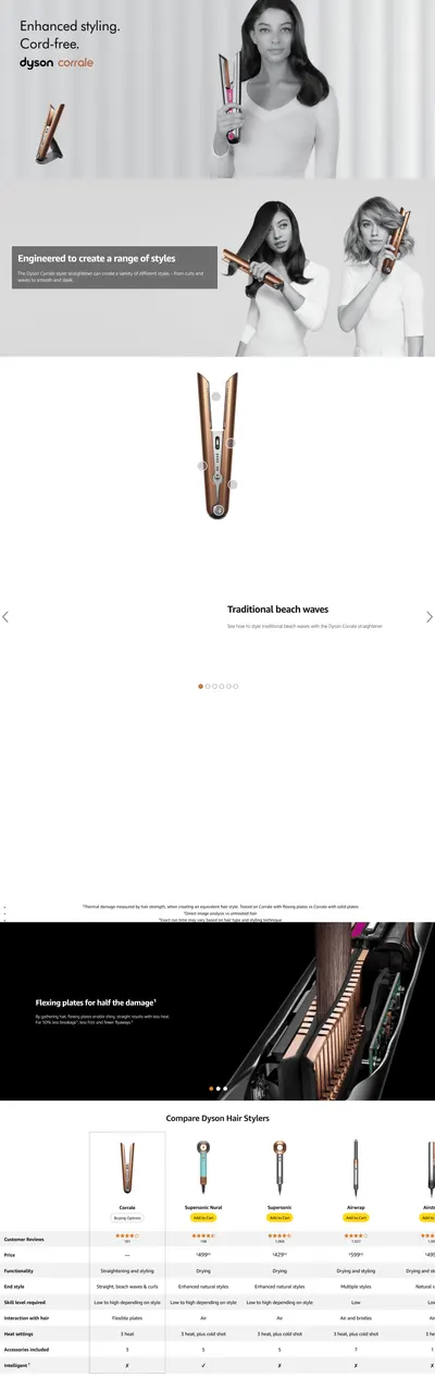 Premium A+ Content for Amazon.com: Special Edition Dyson Corrale™ Styler Straightener in Strawberry Bronze and…