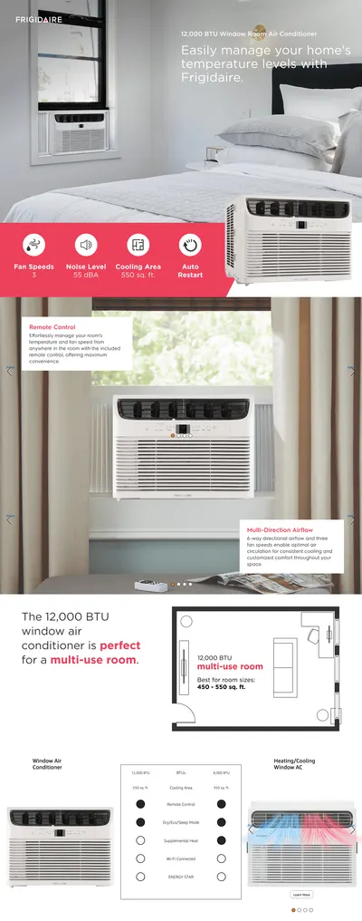 Premium A+ Content for Amazon.com: Frigidaire 12,000 BTU Window Air Conditioner with Remote Control