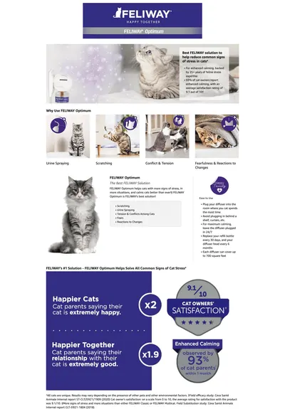 Premium A+ Content for Amazon.com : FELIWAY Optimum 6 x 30 Day Cat Calming Refills for Pheromone Diffuser