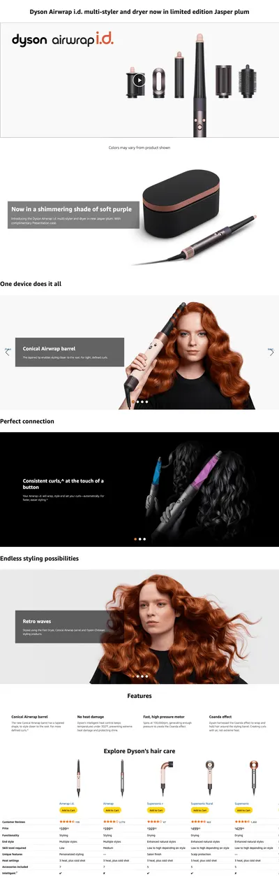 Premium A+ Content for Amazon.com: Limited Edition Dyson Airwrap i.d.™ Multi-Styler and Dryer Straight+Wavy in…