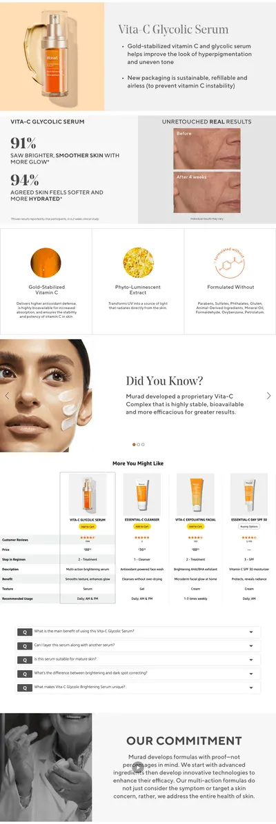 Premium A+ Content for Amazon.com: Murad Vita-C Glycolic Serum