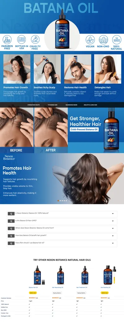 Premium A+ Content for Amazon.com: Raw Batana Oil for Hair Growth 4 fl oz
