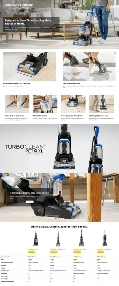 Premium A+ Content for Amazon.com: BISSELL TurboClean Pet XL Upright Carpet Cleaner